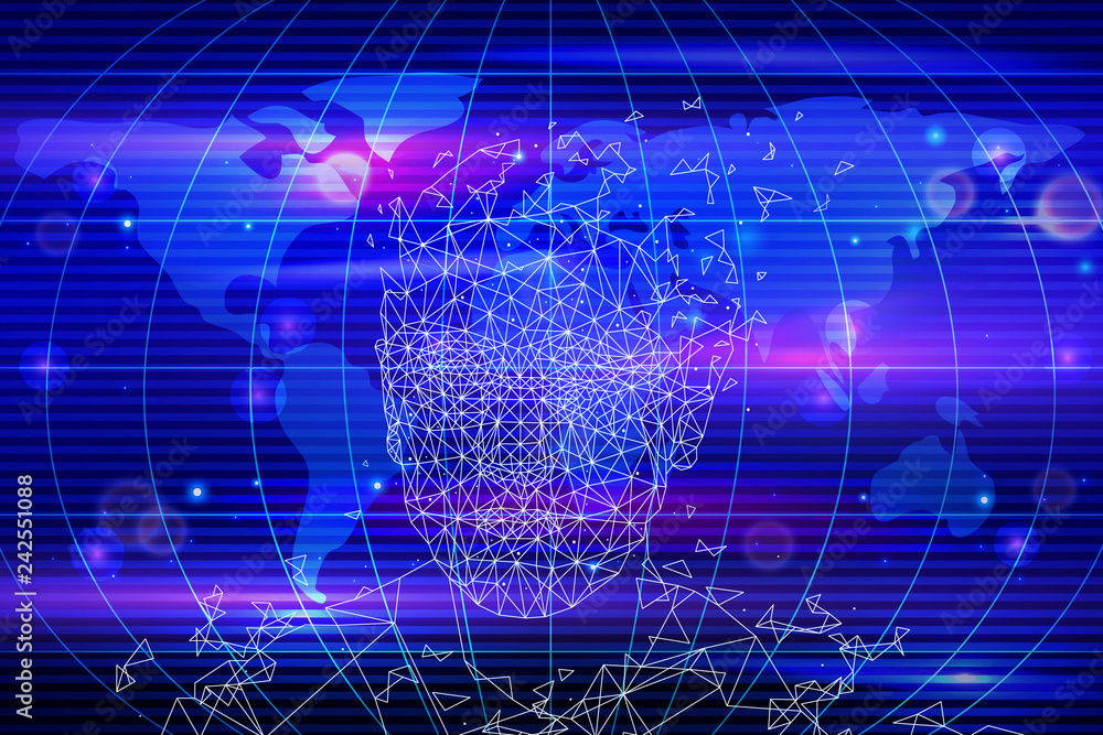 Aufkleber artificial intelligence map and person vector