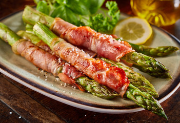 Roasted asparagus rolled in bacon