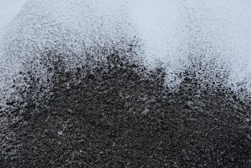 black white texture of ash and snow outside