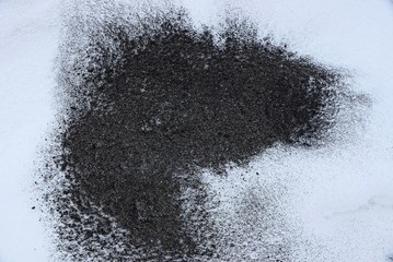 black white background of ash and snow outside