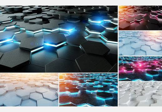 Futuristic Hexagon Background Set