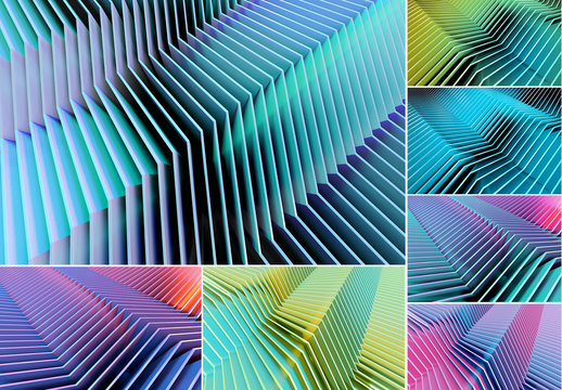 Futuristic Abstract Lines Background Set