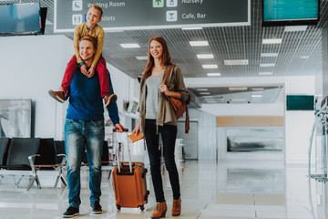 Merry family is going on holiday by plane