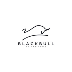 charging bull line toro art outline monoline linear logo vector icon template illustration