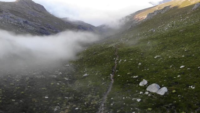 mountain valley with clouds