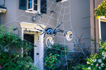 Spider web Halloween decor, Oakland, San Francisco bay, California
