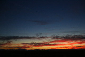 Colorful sunset sky in the desert