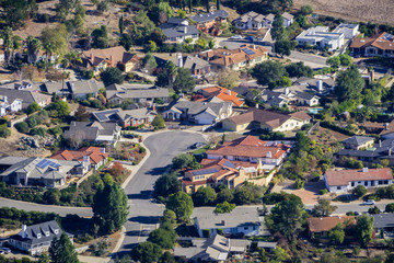 Aerial view of a residential neighborhood in north San Luis Obispo, central California