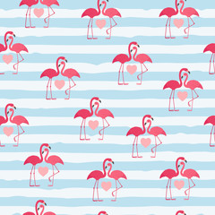 Flamingos couple seamless pattern