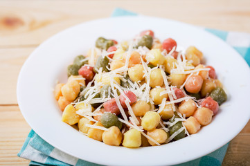Classic italian lunch with Gnocchi with sage, butter and Parmesan shavings