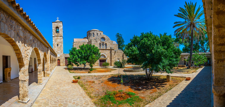 Inner courtyard of Saint Barnabas Monastery near Famagusta, Cyprus