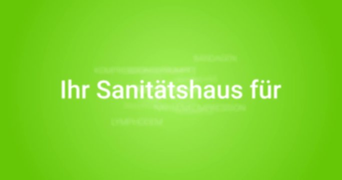 Intro welches die Leistungen eines Sanit&auml;tshauses zeigt. Gr&uuml;ner Hintergrund, wei&szlig;e Schrift