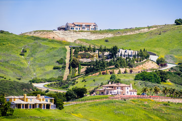 Mansions on the hills of south San Francisco bay area, San Jose, Santa Clara county, California