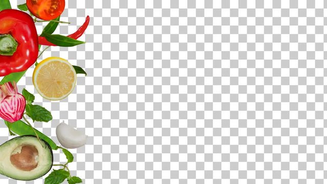 cook ingredient vegetable and fruits in motion