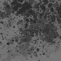 Black with gray paint splatter effect texture on white paper background. Artistic backdrop. Different paint drops. © artistmef