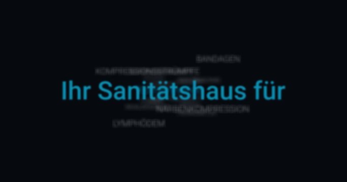 Intro welches die Leistungen eines Sanit&auml;tshauses zeigt. Schwarzer Hintergrund, blaue Schrift