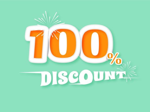 Discount 100 percent on dropshadow text. vector illustrator