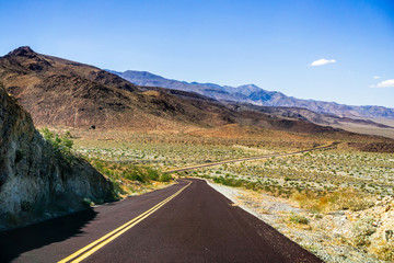Highway through the Mojave Desert, California