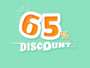 Discount 65 percent on dropshadow text. vector illustrator