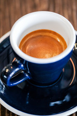 Hot coffee blue cup