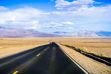 Driving through Death Valley National Park; 