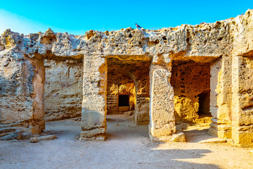 Interior of tombs of the kings necropolis on Paphos, Cyprus