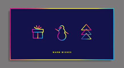Winter holidays greeting card with gradient icons