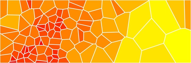 Obraz premium Stained glass colorful voronoi polygonal algorithm background, vector abstract. Irregular cells pattern. 2D Geometric shapes grid. Aspect Ratio 3:1