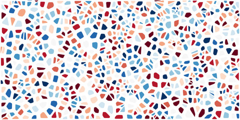 Stained glass colorful voronoi with fillet, vector abstract. Irregular cells background pattern. 2D Geometric shapes. Aspect Ratio 2:1