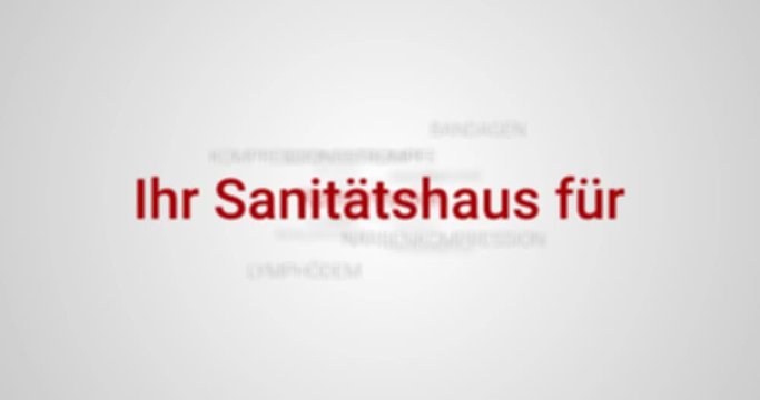 Intro welches die Leistungen eines Sanit&auml;tshauses zeigt. Grauer Hintergrund, rote Schrift