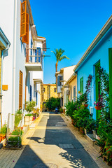 narrow street in the residential area of Nicosia, Cyprus