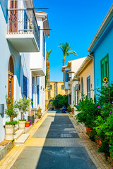 narrow street in the residential area of Nicosia, Cyprus