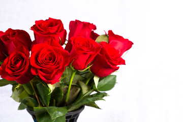 Close Up View of a Bouquet of Red Roses