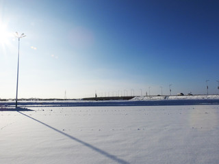 BLUE SKY AND BELA SNOW QUAY, URBAN SCENERY, BRIDGE