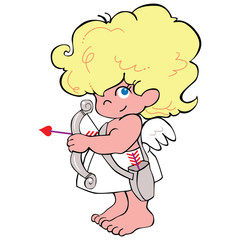 cupid drawing standing with bow and arrow
