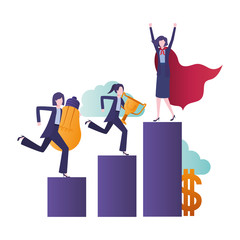 businesswomen with bar graphic avatar character