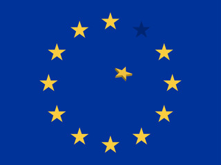 European Union Falling Star on the EU Flag Vector Illustration