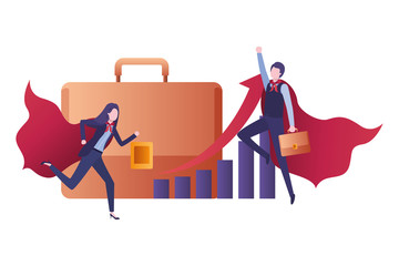 Fototapeta premium business couple with bar graphic avatar character