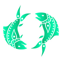 Colored Zodiac, Astrology Illustration - Pisces