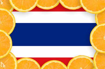 Thailand flag  in fresh citrus fruit slices frame