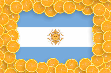 Argentina flag  in fresh citrus fruit slices frame