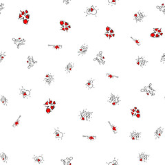 Seamless vintage pattern with heart, envelope, flowers for Valentine's day. Vector.