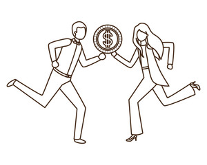Obraz na płótnie Canvas business couple with dollar sign avatar character