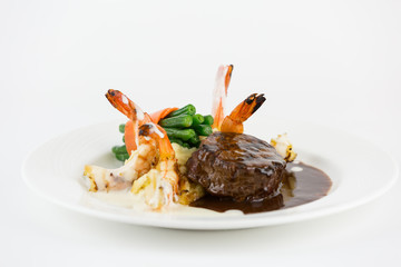 Steak and shrimp meal