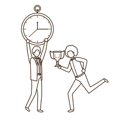 businessmen with clock and trophy avatar character