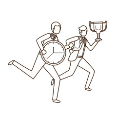 businessmen with clock and trophy avatar character