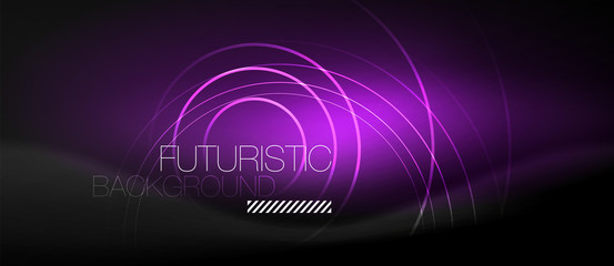 Dark abstract background with glowing neon circles