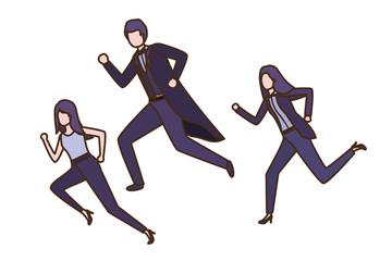Fototapeta premium group of business running avatar character