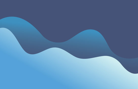 Blue Paper Cut Wave Layered Shapes Background 