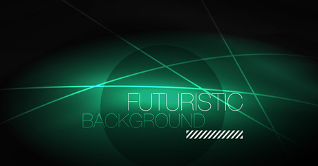 Digital technology abstract background - neon geometric design. Abstract glowing lines. Colorful techno background. Futuristic shape.